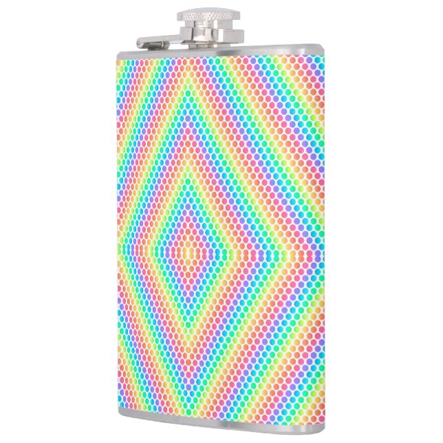 Rainbow-coloured metal flask with a geometric  (Left)
