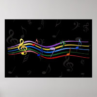 Rainbow Coloured Music Notes 48 x 32