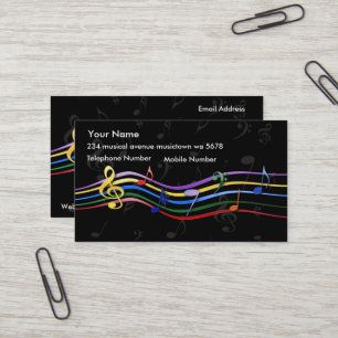 Rainbow Coloured Music Notes Business Card