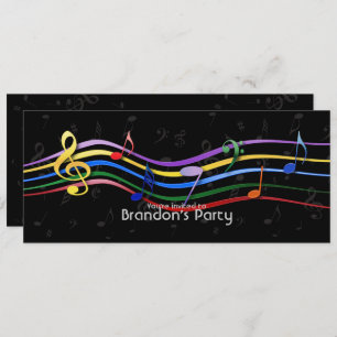 Rainbow Coloured Music Notes Invitation