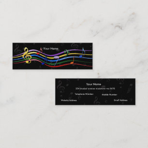 Rainbow Coloured Music Notes Mini Business Card
