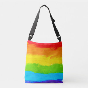 Rainbow Coloured Paint Strokes Crossbody Bag