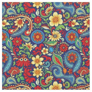 Rainbow coloured Paisley Fabric
