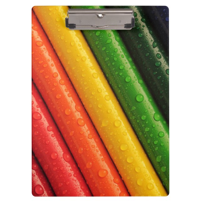 Rainbow Coloured Pencils Clipboard (Front)