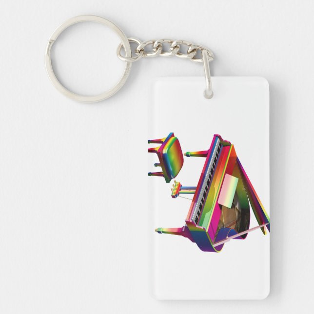 Rainbow Coloured Piano Keychain (Front)