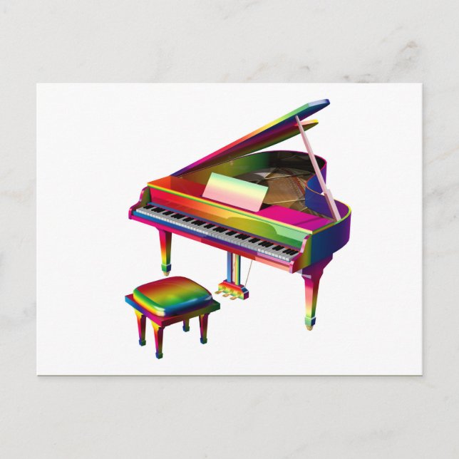 Rainbow Coloured Piano Postcard (Front)