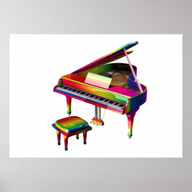 Rainbow Coloured Piano Poster (Front)