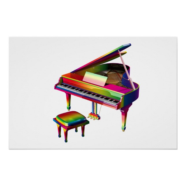 Rainbow Coloured Piano Poster (Front)