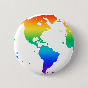Rainbow coloured planet earth 2 inch round button