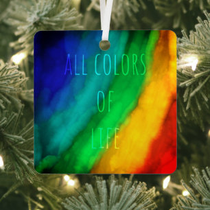 Rainbow Coloured Quoted LGBTQ Equality Metal Ornam Ornament