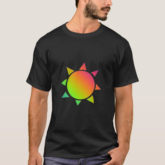 Rainbow coloured sun with black background T-Shirt (Front)