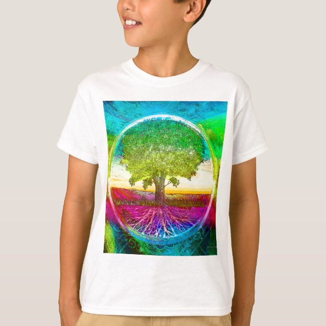 Rainbow Coloured Tree of Life T-Shirt (Front)