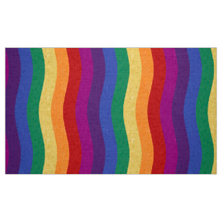 Rainbow Coloured Wavy Lines Fabric