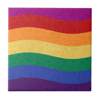 Rainbow Coloured Wavy Lines Tile