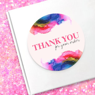 Rainbow Colourful Abstract Small Business Thank Yo Classic Round Sticker