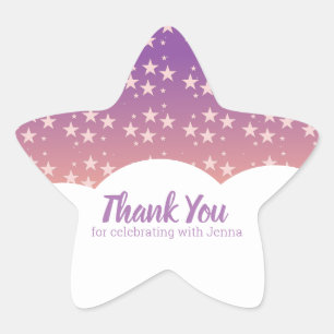 Rainbow Colourful Cloud Stars Thank You Birthday Star Sticker