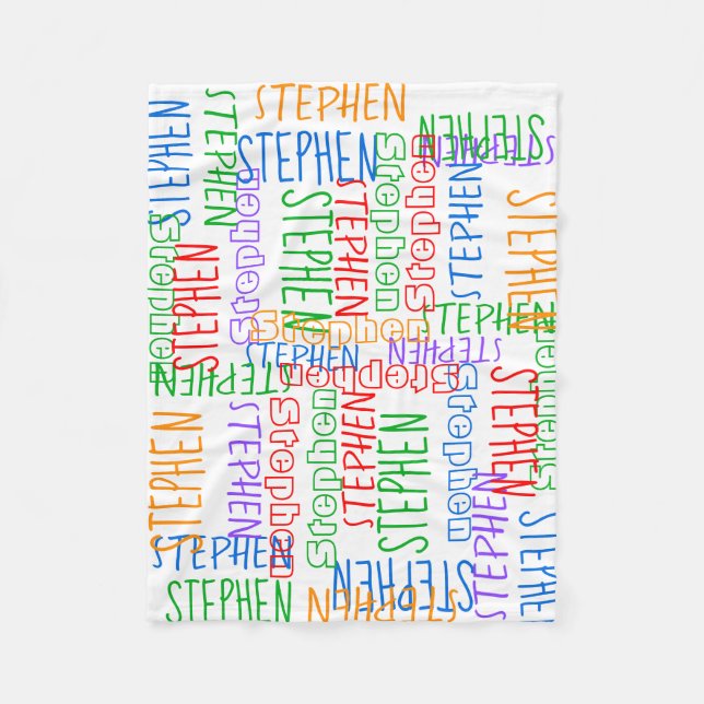 Rainbow Colourful Cute Personalized Custom Name Fleece Blanket (Front)