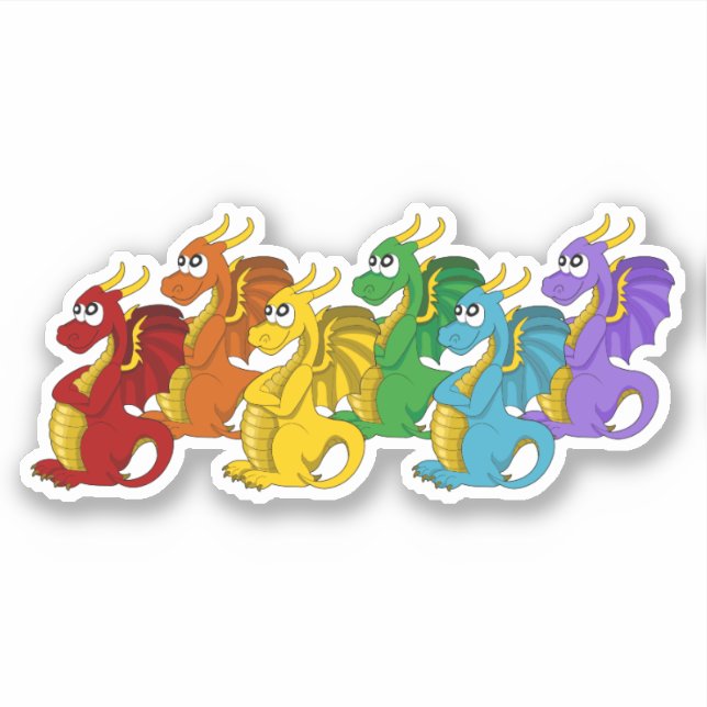 Rainbow colourful dragons cartoon  (Front)