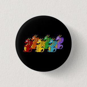Rainbow colourful dragons cartoon 1 inch round button