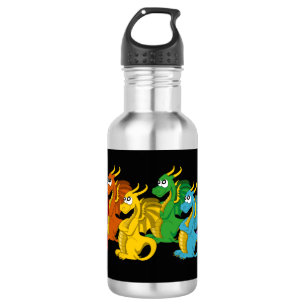 Rainbow colourful dragons cartoon 532 ml water bottle