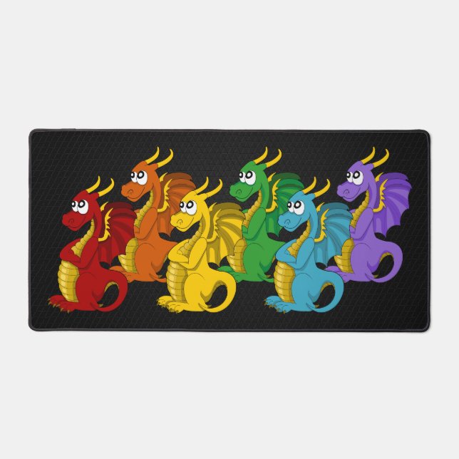 Rainbow colourful dragons cartoon  desk mat (Front)