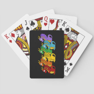 Rainbow colourful dragons cartoon playing cards