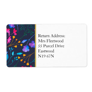 Rainbow Colourful Floral Pattern Address Labels