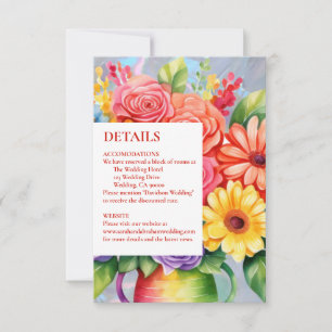 Rainbow Colourful Flowers Details Enclosure Cards
