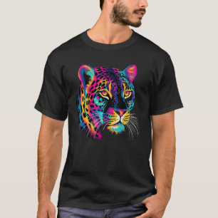 Rainbow Colourful Jaguar Big Cat Lover Print Graph T-Shirt