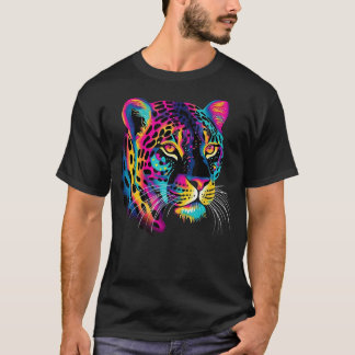 Rainbow Colourful Jaguar Big Cat Lover Print Graph T-Shirt