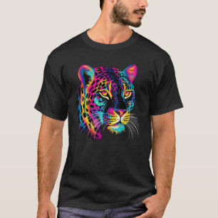 Rainbow Colourful Jaguar Big Cat Lover Print Graph T-Shirt