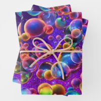 Rainbow Colourful Neon Glowing Bubbles 80s 90s