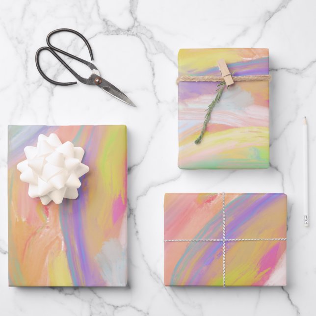 Rainbow Colourful Oil Painting Pastel Variety Wrapping Paper Sheet (Front)