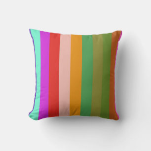 Rainbow colourful striped abstract throw pillow