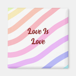 Rainbow colourful stripes pastel love is love prid magnet