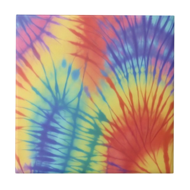 Rainbow Colourful Tie Dye Pattern Tile (Front)