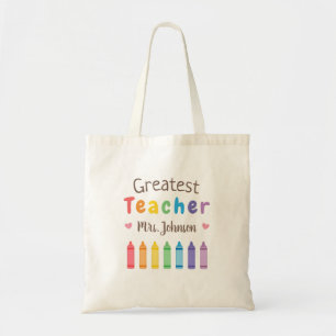 Rainbow Colouring Crayons Greatest Teacher Tote Ba