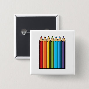 Rainbow Colouring Pencils 2 Inch Square Button