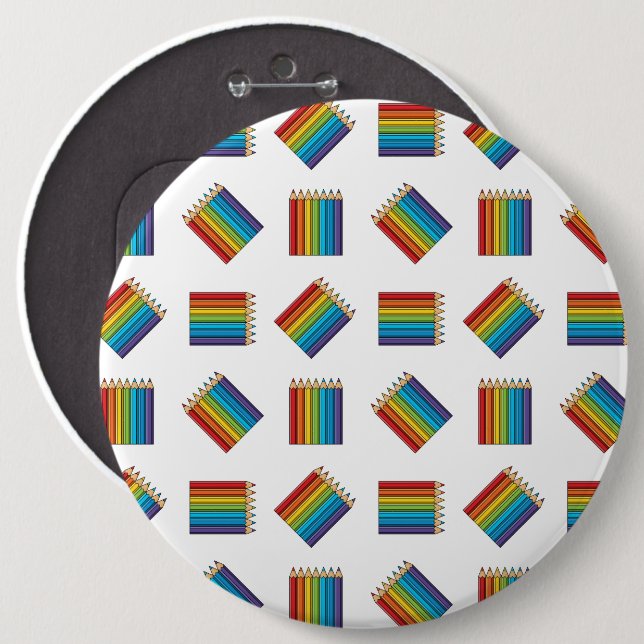 Rainbow Colouring Pencils 6 Inch Round Button (Front & Back)