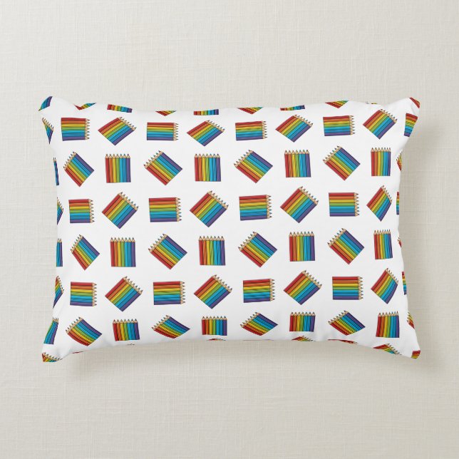 Rainbow Colouring Pencils Accent Pillow (Front)