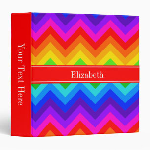 Rainbow Colours #2 LG Chevron Brt Red Name Monogra Binder