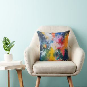 Rainbow Colours Abstract Art Throw Pillow