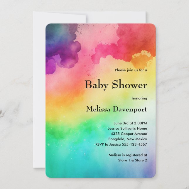 Rainbow Colours Abstract Design Baby Shower Invitation (Front)