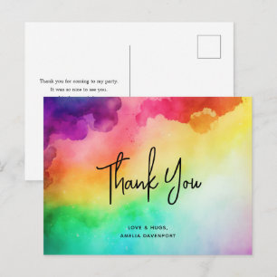 Rainbow Colours Abstract Design - Thank You Postcard