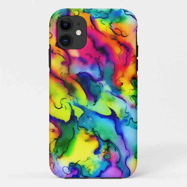 Rainbow colours abstract watercolor painting Case-Mate iPhone case (Back)