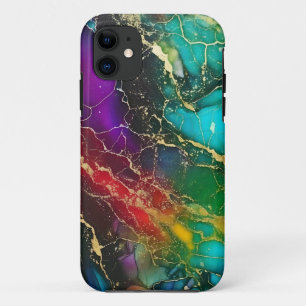 Rainbow Colours Alcohol Ink Painting iPhone 11 Case