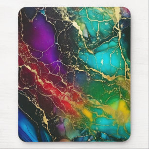 Rainbow Colours Alcohol Ink Painting Mouse Pad