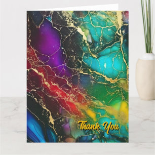 Rainbow Colours Alcohol Ink Painting Thank You Card
