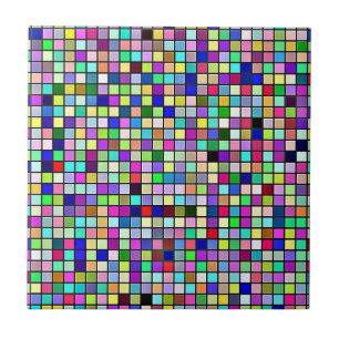 Rainbow Colours And Pastels Square Tiles Pattern