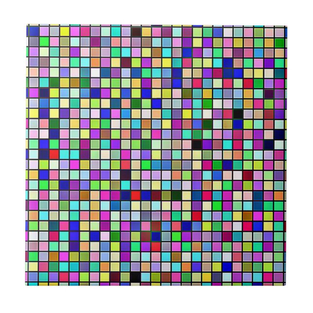 Rainbow Colours And Pastels Square Tiles Pattern (Front)